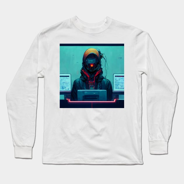 Cyberpunk hacker Long Sleeve T-Shirt by NiceIO